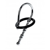 Серебристый уретральный плаг-бусины TOYFA Metal с мягким фиксириющим кольцом - ToyFa - купить с доставкой в Омске