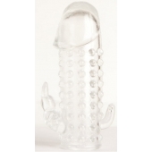 Гелевая прозрачная насадка с 2 отростками - 13 см. - Toyfa Basic - в Омске купить с доставкой