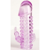 Закрытая фиолетовая насадка с 2 отростками - 13 см. - Toyfa Basic - в Омске купить с доставкой