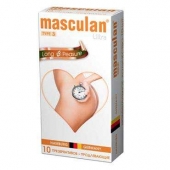 Розовые презервативы Masculan Ultra Long Pleasure с колечками, пупырышками и продлевающим эффектом - 10 шт. - Masculan - купить с доставкой в Омске