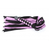 Черно-розовая плеть из замши - 58 см. - БДСМ Арсенал - купить с доставкой в Омске