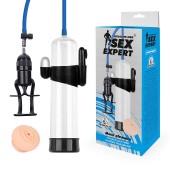 Прозрачная вакуумная вибропомпа Sex Expert с насадкой-вагиной - Sex Expert - в Омске купить с доставкой