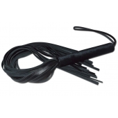 Чёрная кожаная плеть с жесткой ручкой - 63 см. - Sitabella - купить с доставкой в Омске