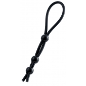 Черное лассо на пенис с тремя бусинами - A-toys - в Омске купить с доставкой