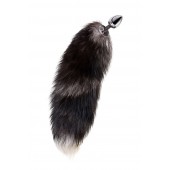 Серебристая металлическая анальная втулка с хвостом чернобурой лисы - размер S - ToyFa - купить с доставкой в Омске