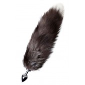 Серебристая металлическая анальная втулка с хвостом чернобурой лисы - размер S - ToyFa - купить с доставкой в Омске