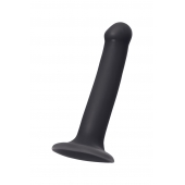 Черный фаллос на присоске Silicone Bendable Dildo M - 18 см. - Strap-on-me - купить с доставкой в Омске