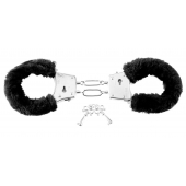 Меховые чёрные наручники Beginner s Furry Cuffs - Pipedream - купить с доставкой в Омске