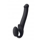 Черный безремневой страпон Silicone Bendable Strap-On M - Strap-on-me - купить с доставкой в Омске
