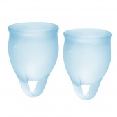 Набор голубых менструальных чаш Feel confident Menstrual Cup - Satisfyer - купить с доставкой в Омске