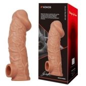 Телесная насадка на фаллос с отверстием для мошонки EXTREME SLEEVE - 17,6 см. - KOKOS - в Омске купить с доставкой