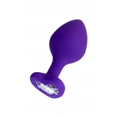 Фиолетовая анальная втулка Diamond Heart с прозрачным кристаллом - 8 см. - ToyFa - купить с доставкой в Омске