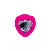 Розовая анальная втулка Diamond Heart с прозрачным кристаллом - 9,5 см. - ToyFa - купить с доставкой в Омске