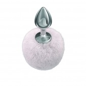 Серебристая анальная пробка с белым пушистым хвостиком Twinkle - Lola Games - купить с доставкой в Омске