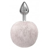 Серебристая анальная пробка с белым пушистым хвостиком Twinkle - Lola Games - купить с доставкой в Омске