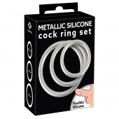 Набор из 3 эрекционных колец под металл Metallic Silicone Cock Ring Set - Orion - в Омске купить с доставкой