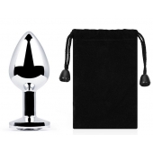 Серебристая анальная пробка с прозрачным стразом - 7,2 см. - Anal Jewelry Plug - купить с доставкой в Омске