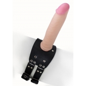 Черный узкий пояс на бедро с телесной насадкой - LOVETOY (А-Полимер) - купить с доставкой в Омске