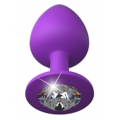 Фиолетовая анальная пробка со стразом Her Little Gem Large Plug - 9,5 см. - Pipedream - купить с доставкой в Омске