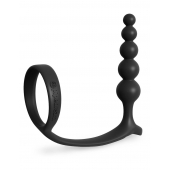Черная анальная цепочка с эрекционным кольцом Ass-gasm Cockring Anal Beads - Pipedream - в Омске купить с доставкой