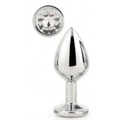 Серебристая анальная втулка с прозрачным кристаллом - 7,1 см. - Dream Toys - купить с доставкой в Омске