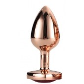 Золотистая анальная втулка с кристаллом-сердечком розового цвета - 7,1 см. - Dream Toys - купить с доставкой в Омске