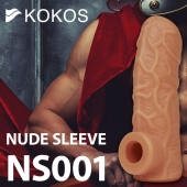 Телесная открытая насадка-реалистик с подхватом мошонки Nude Sleeve L - 14 см. - KOKOS - в Омске купить с доставкой