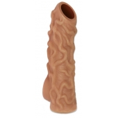 Телесная насадка с венками и открытой головкой Nude Sleeve L - 14 см. - KOKOS - в Омске купить с доставкой