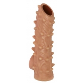 Телесная насадка с шипами и открытой головкой Nude Sleeve L - 14 см. - KOKOS - в Омске купить с доставкой