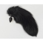 Черная анальная пробка с хвостом из черного песца - Sitabella