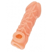 Телесная закрытая насадка с венками Cock Sleeve Size S - 13,8 см. - KOKOS - в Омске купить с доставкой