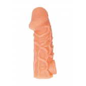 Телесная закрытая насадка с венками Cock Sleeve Size L - 17,6 см. - KOKOS - в Омске купить с доставкой