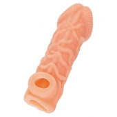 Телесная закрытая насадка с венками Cock Sleeve Size L - 17,6 см. - KOKOS - в Омске купить с доставкой