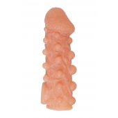 Телесная закрытая насадка с шариками Cock Sleeve Size L - 17,6 см. - KOKOS - в Омске купить с доставкой