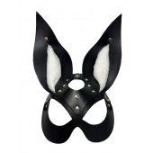 Черная маска зайки с белым мехом на ушках Miss Bunny - БДСМ Арсенал - купить с доставкой в Омске