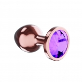 Пробка цвета розового золота с фиолетовым кристаллом Diamond Amethyst Shine S - 7,2 см. - Lola Games - купить с доставкой в Омске
