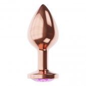 Пробка цвета розового золота с фиолетовым кристаллом Diamond Amethyst Shine S - 7,2 см. - Lola Games - купить с доставкой в Омске