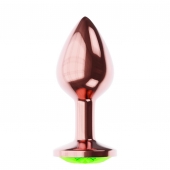 Пробка цвета розового золота с лаймовым кристаллом Diamond Emerald Shine S - 7,2 см. - Lola Games - купить с доставкой в Омске