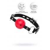 Красный кляп-шар на черных ремешках - ToyFa - купить с доставкой в Омске