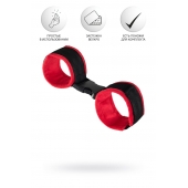 Красно-черные велюровые наручники Anonymo - ToyFa - купить с доставкой в Омске