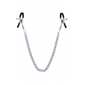 Зажимы для сосков с фиолетовой цепочкой Sweet Caress Nipple Chain - Sweet Caress - купить с доставкой в Омске