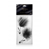 Зажимы на соски с черными пуховыми кисточками Sweet Caress Feather Nipple Clumps - Sweet Caress - купить с доставкой в Омске