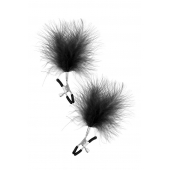 Зажимы на соски с черными пуховыми кисточками Sweet Caress Feather Nipple Clumps - Sweet Caress - купить с доставкой в Омске