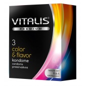 Цветные ароматизированные презервативы VITALIS PREMIUM color   flavor - 3 шт. - Vitalis - купить с доставкой в Омске