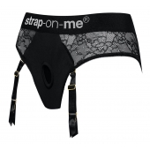 Черные трусики для насадок Diva Lingerie Harness - size S - Strap-on-me - купить с доставкой в Омске