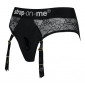 Черные трусики для насадок Diva Lingerie Harness - size M - Strap-on-me - купить с доставкой в Омске