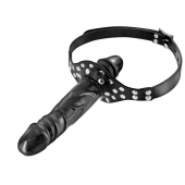 Черный кляп-фаллоимитатор Double Penis Gag - Fetish Tentation - купить с доставкой в Омске