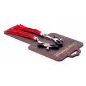 Металлические зажимы на соски с красными замшевыми кисточками - Crazy Handmade - купить с доставкой в Омске