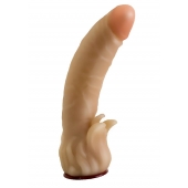 Телесная гелевая насадка-фаллос с клиторальными лепестками - 18,5 см. - LOVETOY (А-Полимер) - купить с доставкой в Омске