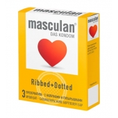 Презервативы с колечками и пупырышками Masculan Ribbed+Dotted - 3 шт. - Masculan - купить с доставкой в Омске